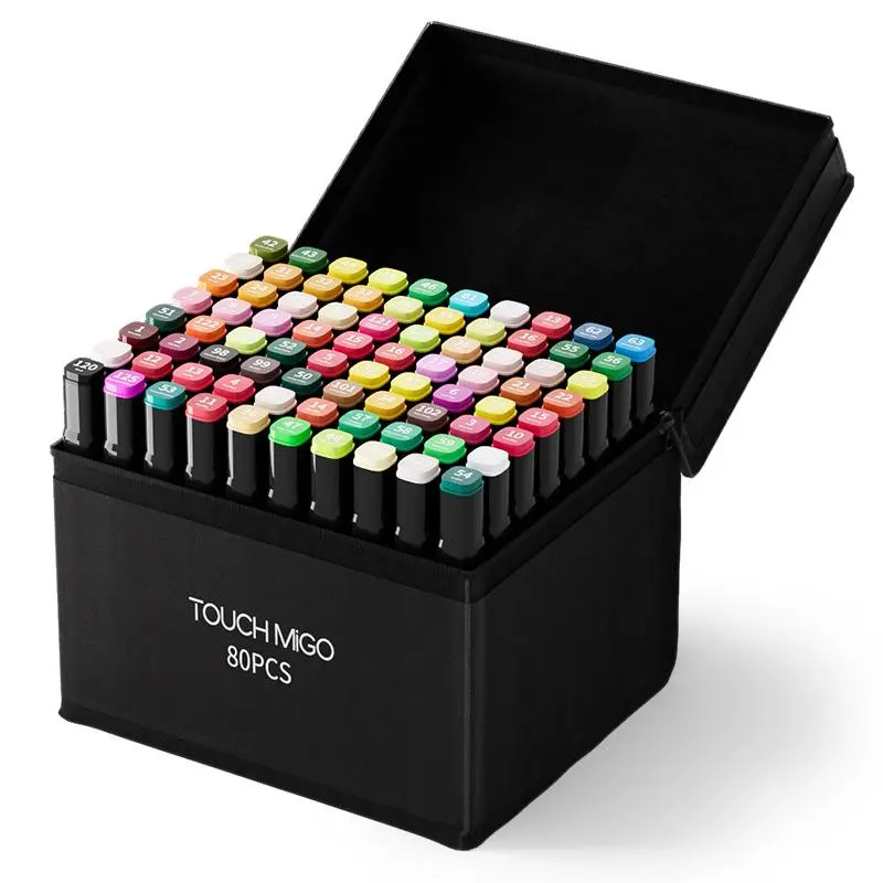Dual Tip Markers Pen Set, 48/60/80 Colors Coloring Marker Pen Set, Art Supplies for Drawing Painting, Stationery Supplies, Girl Gifts