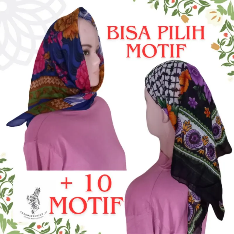 Paket Usaha 12 Pcs Kerudung Segiempat CTS Scarfs Slayer Nenek Jadul Segiempat Kecil Muslim 0