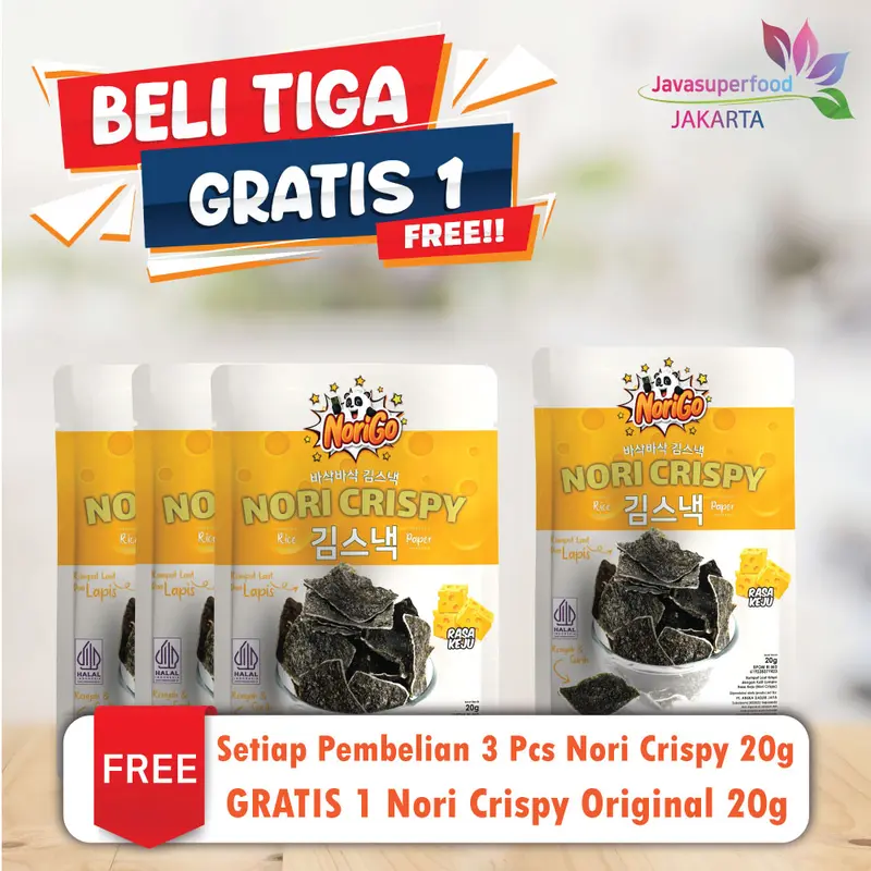 {BELI 3 GRATIS 1} Norigo / Nori Crispy Seaweed Snack 20g Rumput Laut Halal 2