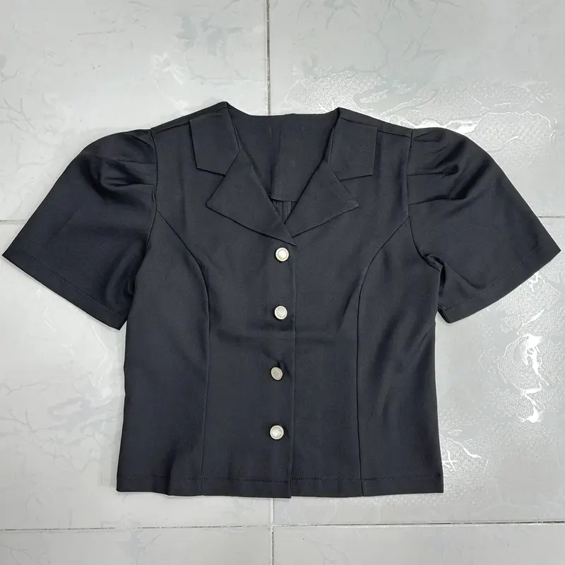 A224 - (SALE XẢ KHO - XEM KỸ BẢNG SIZE) Áo Nữ Dáng Ngắn 49cm Cổ Giả Vest Tay Ngắn 3