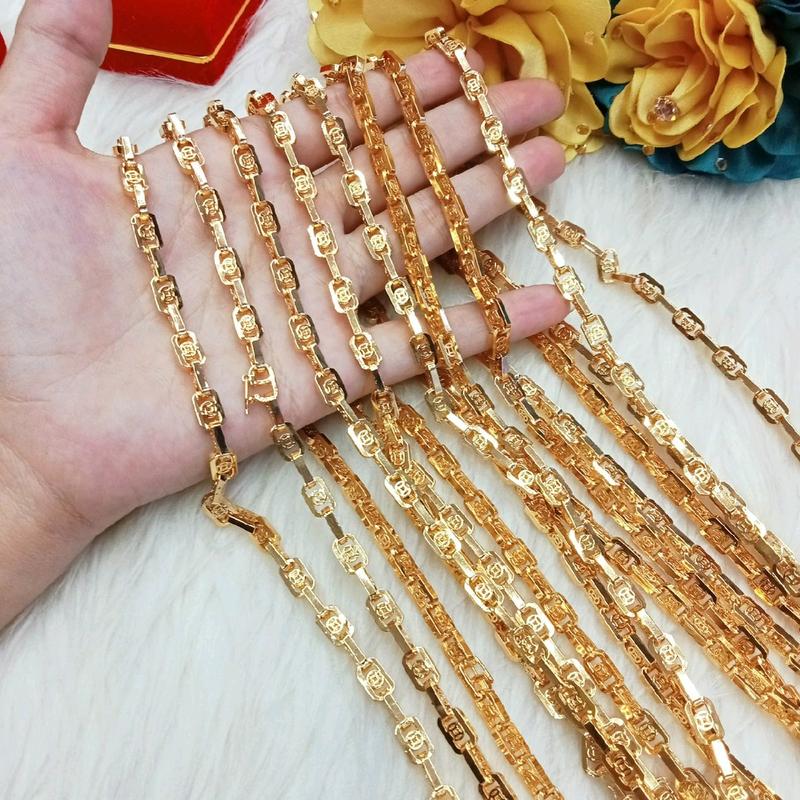 Dây Chuyền Mẫu Mắt Xích Kim Tiền Đồng Đỏ Màu Vàng Miền Tây 750 Trang Sức