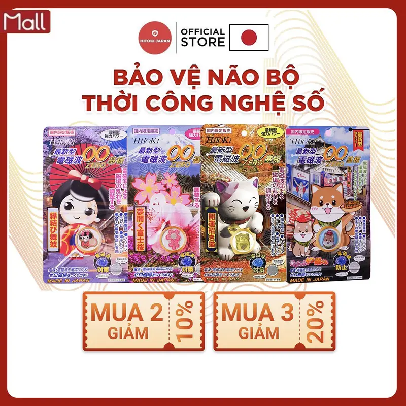 (Deal Hời 1) Chip Ngăn Bức Xạ Điện Từ Hitoki - Bảo Vệ Não - Chính Hãng Nhật Bản - Ốp Case Chống Sốc