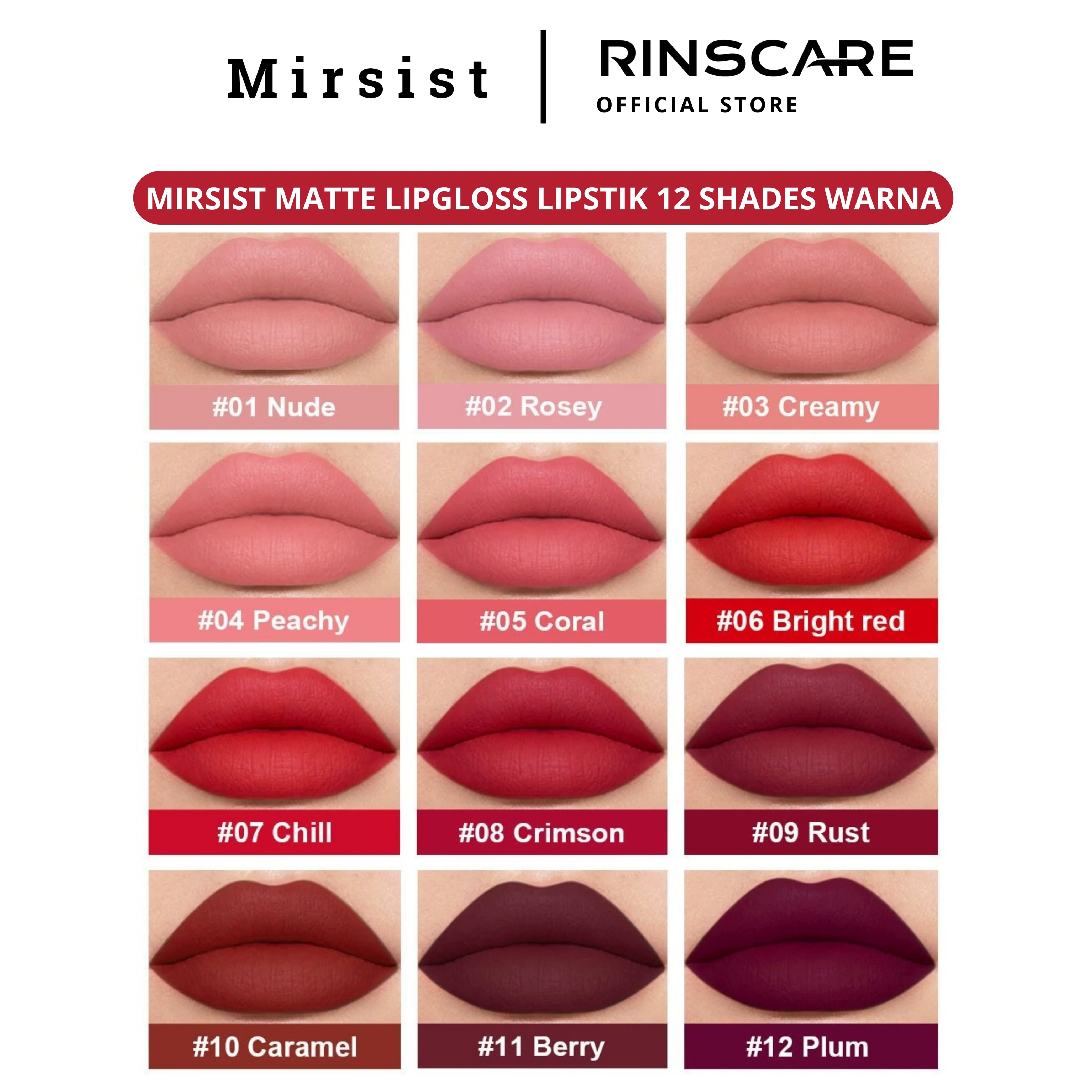 [ LIPSTIK MIRSIST ] Liquid Lipmatte 12 Matte Lip Color Lipcream 12 ...