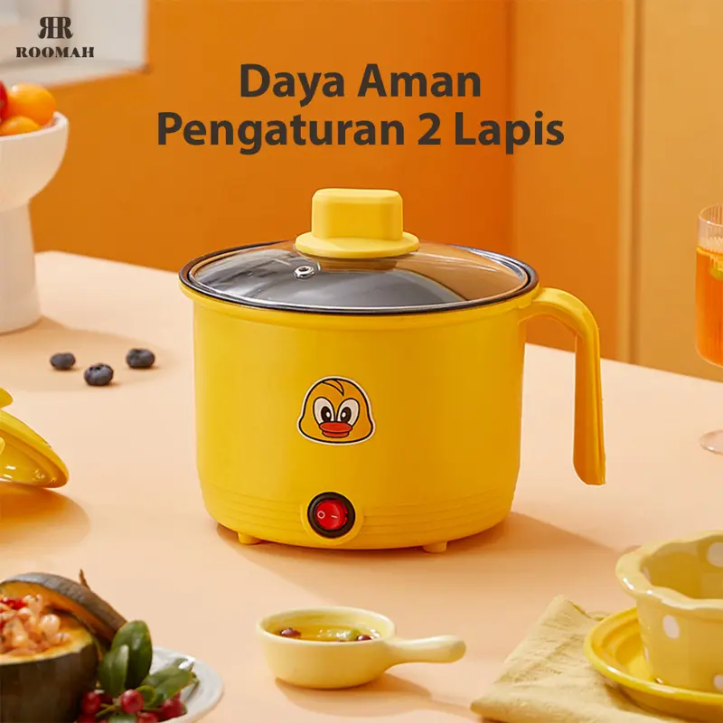 Panci Listrik Serbaguna Elektrik Cooker Multifungsi Panci Kukus Elektrik / Panci Listrik Multifunctional Electric Frying Pan Kuning 3