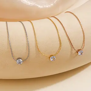 Kalung Titanium Single Diamond Vintage Korea Style Fashion Nagita Simple Diamond Luxury