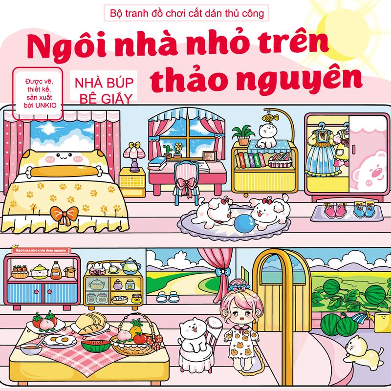  Combo 2 bộ tranh NHÀ BÚP BÊ GIẤY-đồ chơi giấy cắt dán thủ công-diy 