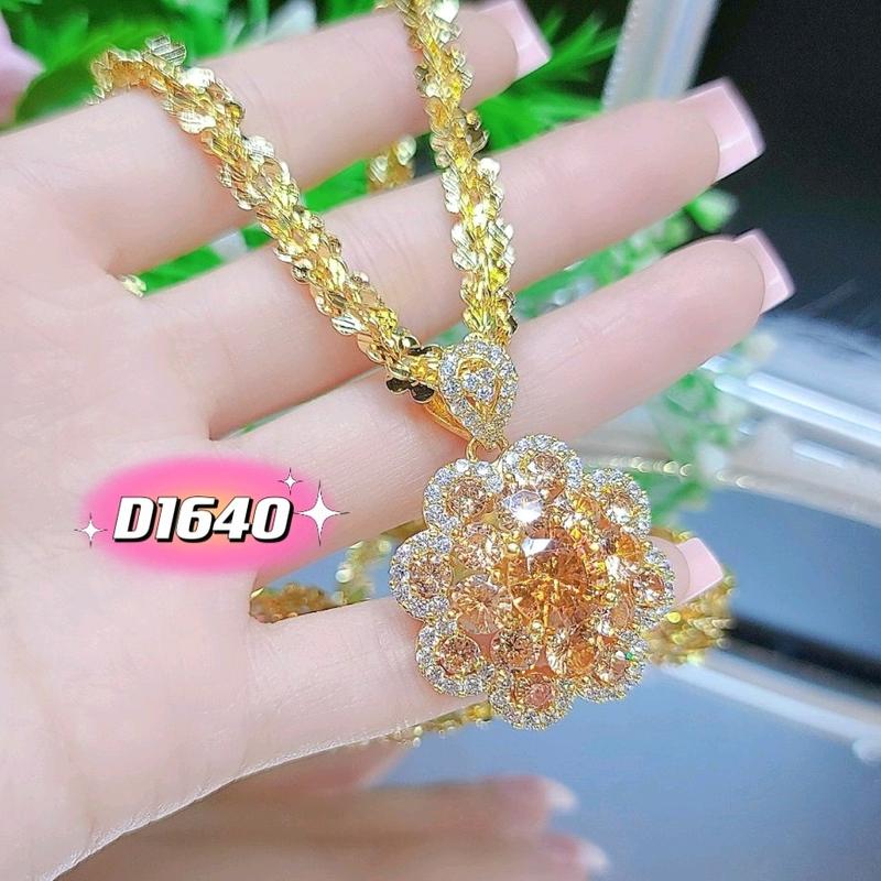  Dây chuyền xoắn hoa mai mặt đá trà chất Titan không đen không kích ứng mẫu hot 