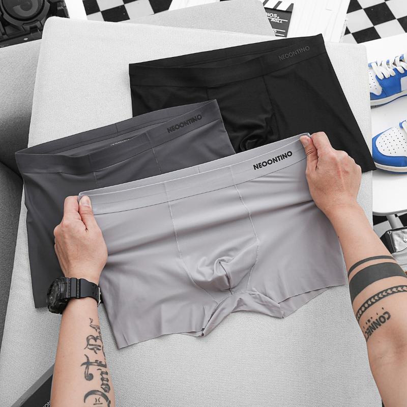 Quần Lót Nam [ COMBO 3 Cái ] Quần Sịp Đùi Nam  BOXER Chất Liệu Lụa Băng Không Đường May