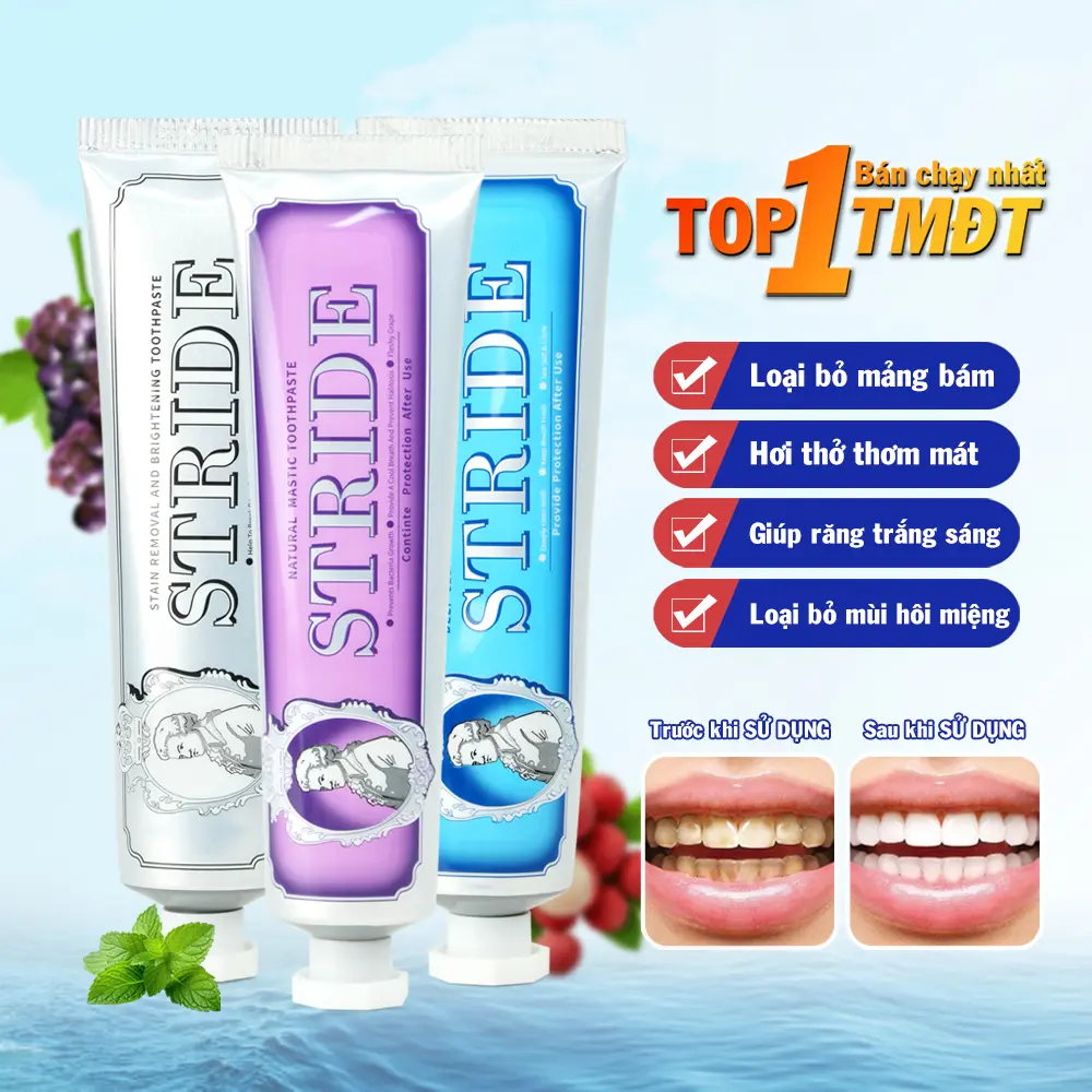 Kem Đánh Răng STRIDE hương vị thơm mát tươi mới giúp trắng răng, giảm hôi miệng, ngừa sâu răng, bảo vệ nướu chắc khỏe❤️