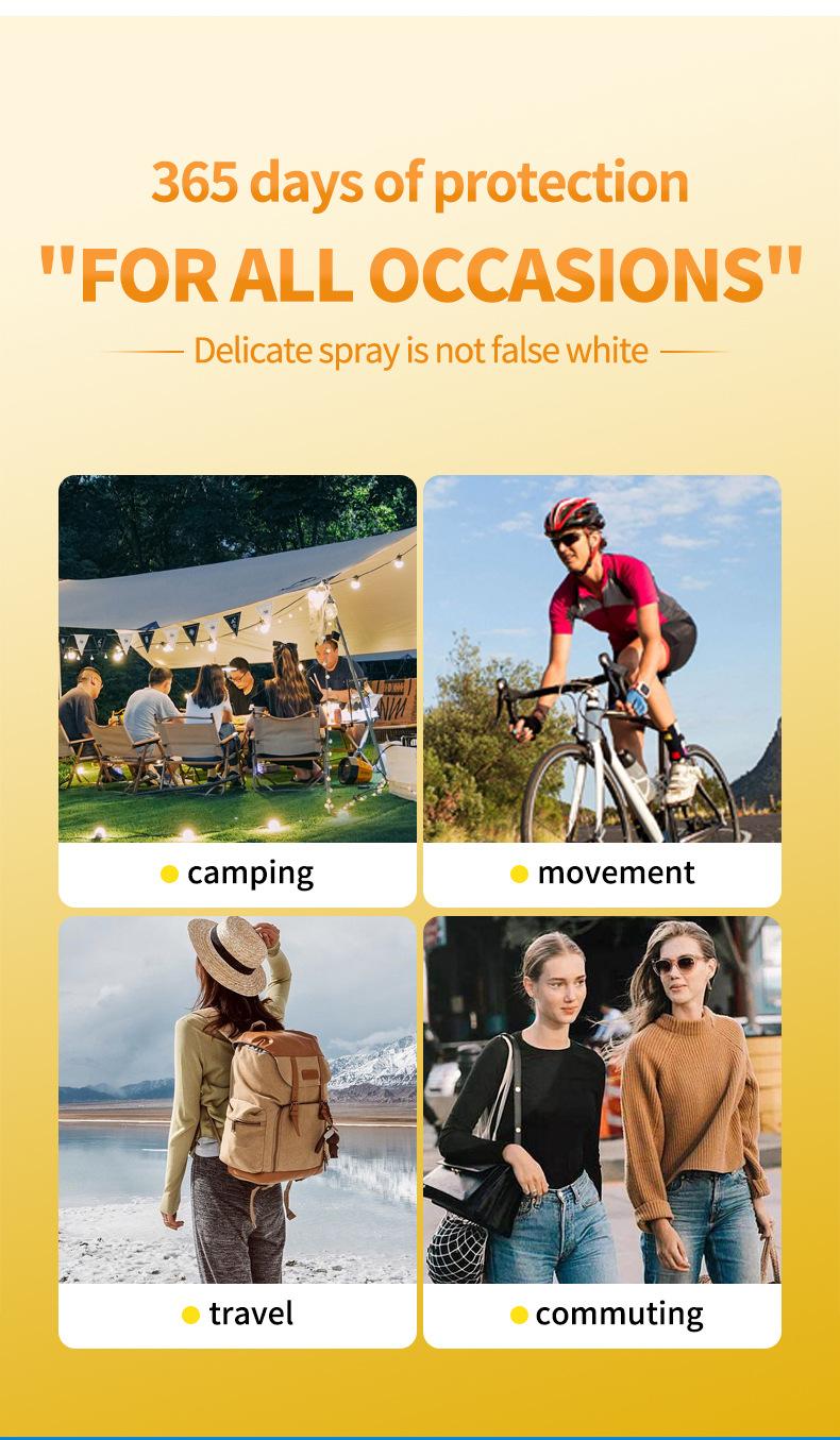 Product Introduction of Summer Waterproof Sunscreen Spray Brightening Refreshing Non-Greasy Sunscreen 50 Times Sunscreen Spray Skincare Facial Skin Repair 11