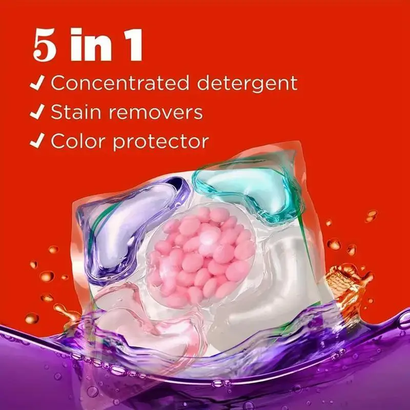 5 in 1 Long Lasting Fragrance Laundry Beads, 50pcs/pack Portable Laundry Detergent Beads for Home & Travel, Home Essentials 3