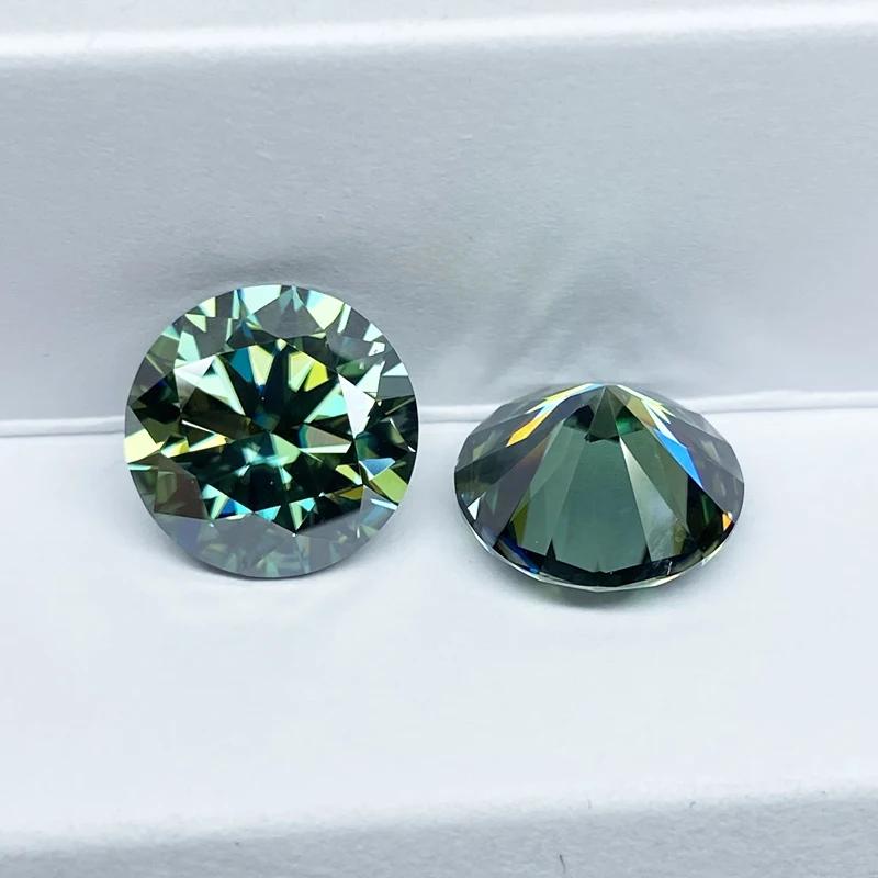 LLXYW Aquamarine/Green Blue color Moissanite Loose Gemstones VVS1 3EX Cut Real Certified Moissanite 3