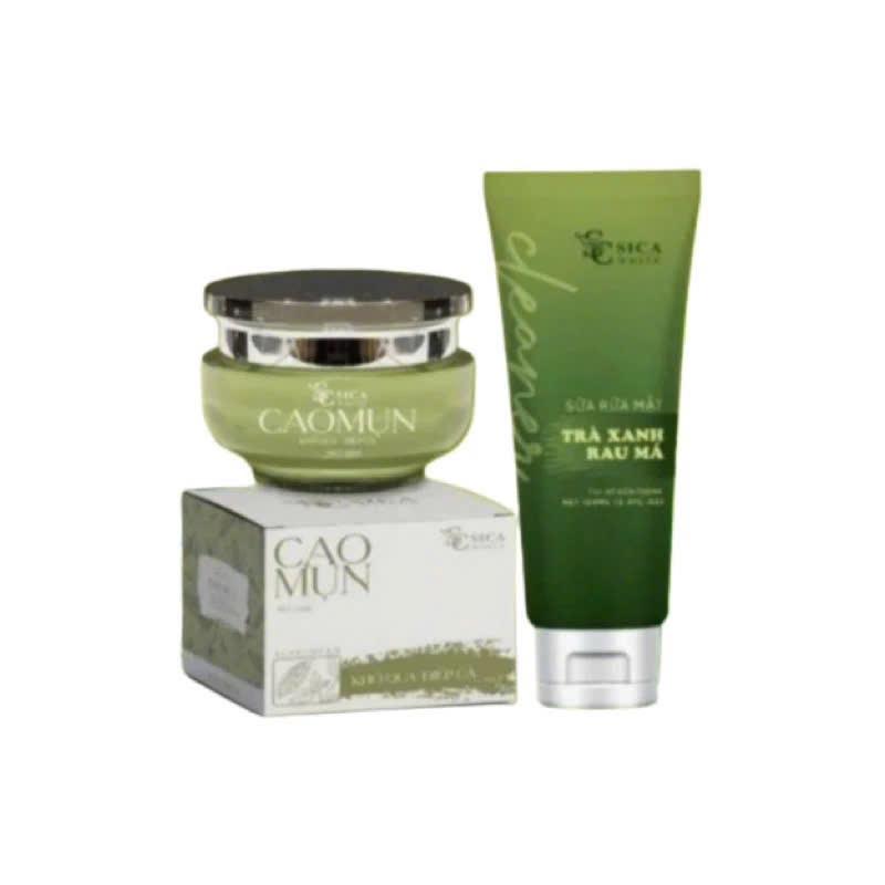  Combo Kem Cao Mụn Khổ Qua Diếp Cá Và Sữa Rửa Mặt Trà xanh Sica White 