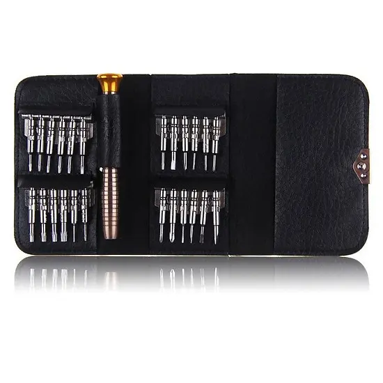 Bộ tua vít sửa chữa điện thoại/laptop/ipad, tháo lắp đồ điện tử  25 món trong 1, đựng trong ví da tiện dụng - HV Store