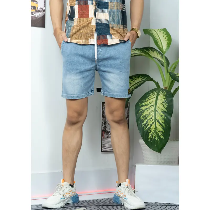 Quần short jean nam xanh bạc from trên gối 1