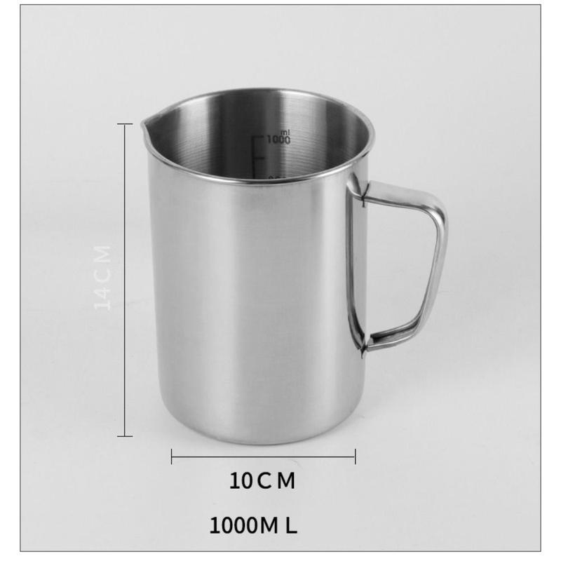 New Stainless Steel Laboratory Beaker 500ml 1000ml Measuring Cups Graduated Espresso Mugs Kitchen Tool 6