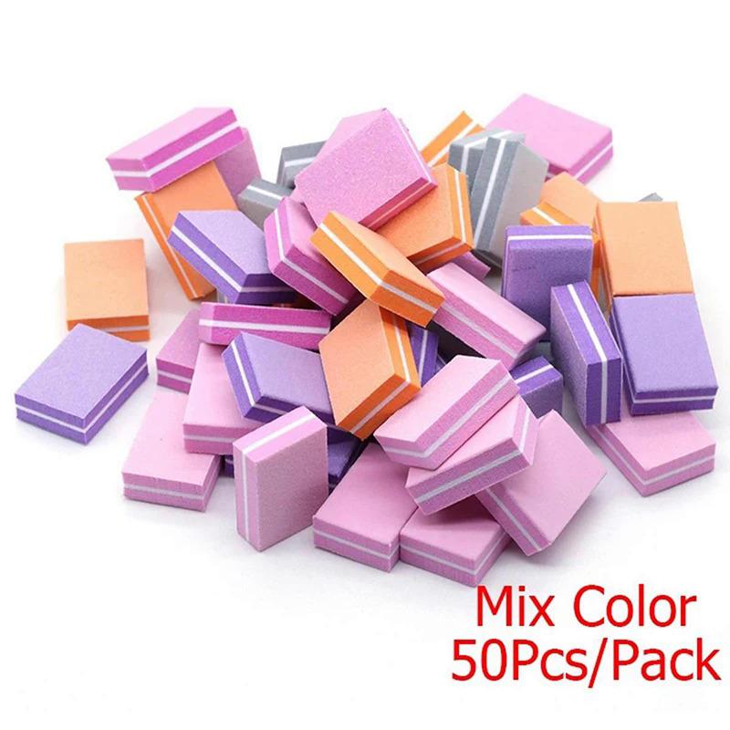 50 pcs Professional Mini Buffer File Nails Art 100/180 Sandpaper ...