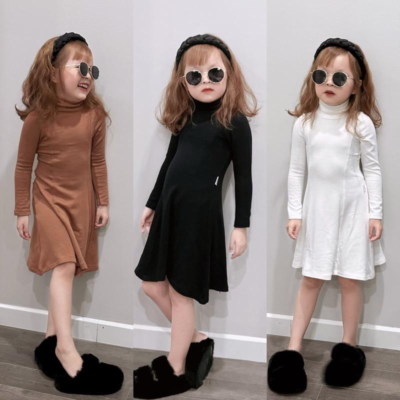 VÁY CAO CỔ VẢI THUN TĂM LÔNG BÉ GÁI Ấm Áp Mùa Đông Tulalove