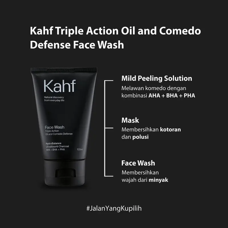 Kahf Face Wash Scrub Skincare Perawatan Wajah Pria dan Remaja untuk Kulit Berminyak Berjerawat Kusam dan Lelah Collection Acne Care, Triple Collection Oil, Skin Energizing & Brightening dan Gentle Exfoliating Scrub 4