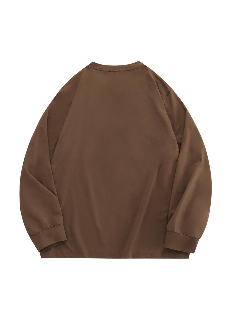 Product Introduction of 【Plus Size】 Solid Long Sleeve Tee, Casual Comfy T-shirt for Fall & Winter, Men's Clothes for Daily Wear 8