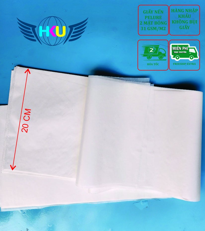 100 tờ (KT 20x75,20x25,25x50,35x50,33x80, 75x100) giấy lót quần áo, 2 mặt bóng, giấy nến, pelure