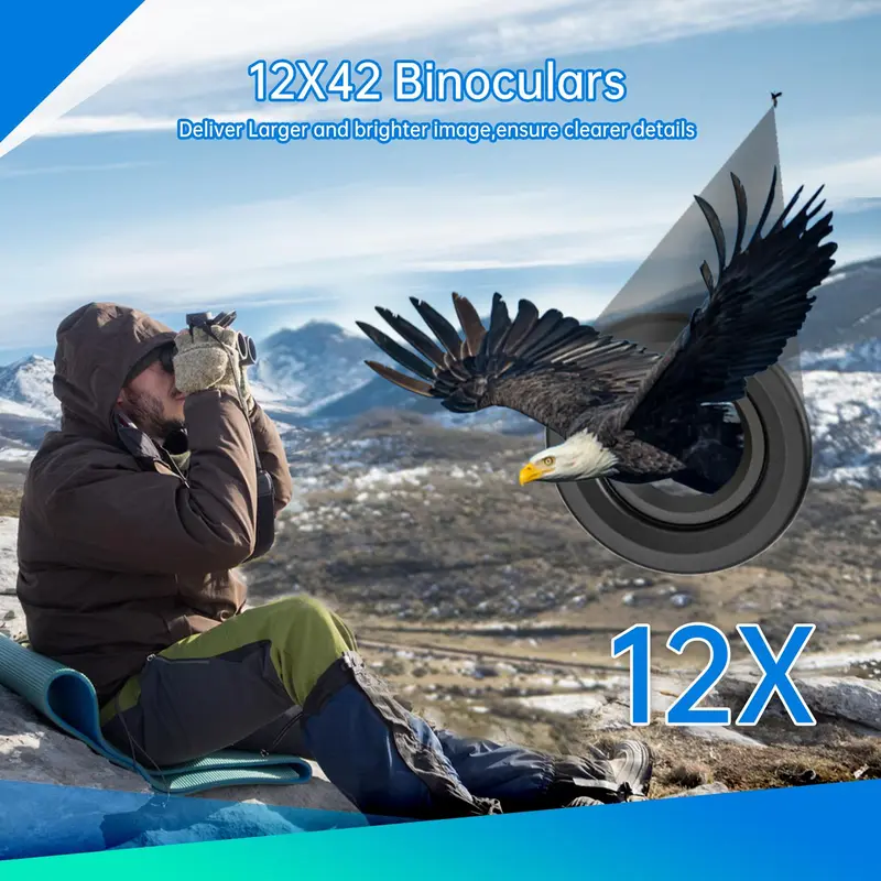 12x42 Professional Binoculars, Waterproof Metal Binoculars, High Definition Binoculars for Bird Watching, Camping, Hiking, Outdoor 5