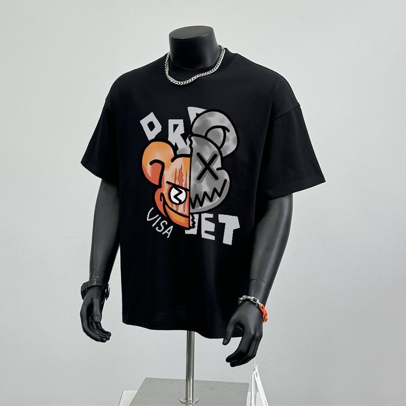 Áo Thun ngắn Tay Áo 100% Cotton In Cổ Điển Phong Cách Đường Phố Dễ Phối Đồ Và Hợp Xu hướng Dáng Rộng Vừa Vặn Thường Ngày Áo Ngoại Cỡ Cho Cặp Đôi Dành Cho Nam Và Nữ Trang Phục Nam