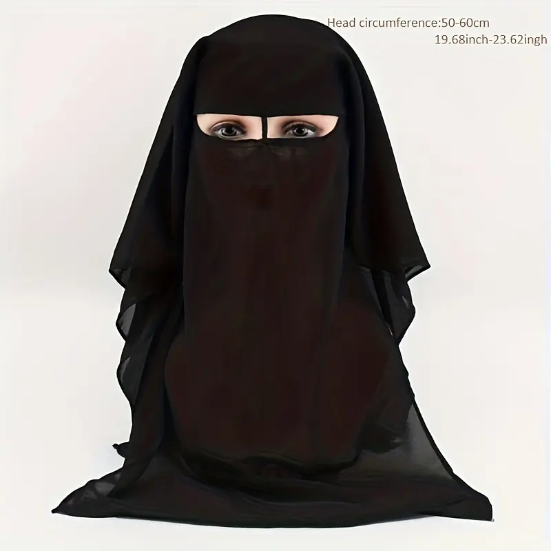 Black Chiffon Saudi Niqab Thin Breathable Face Veil Middle East Ladies Simple Sunscreen Face Cover 1