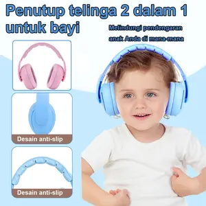 Earmuff Bayi 2-in-1 Headphone Pelindung Telinga Headband Reduksi Kebisingan 25dB Aman Busa Memori Lembut Adjustable Anti Slip Ringan Usia 0-4 Tahun Warna Menarik Viral Perlengkapan Bayi Aman Anak