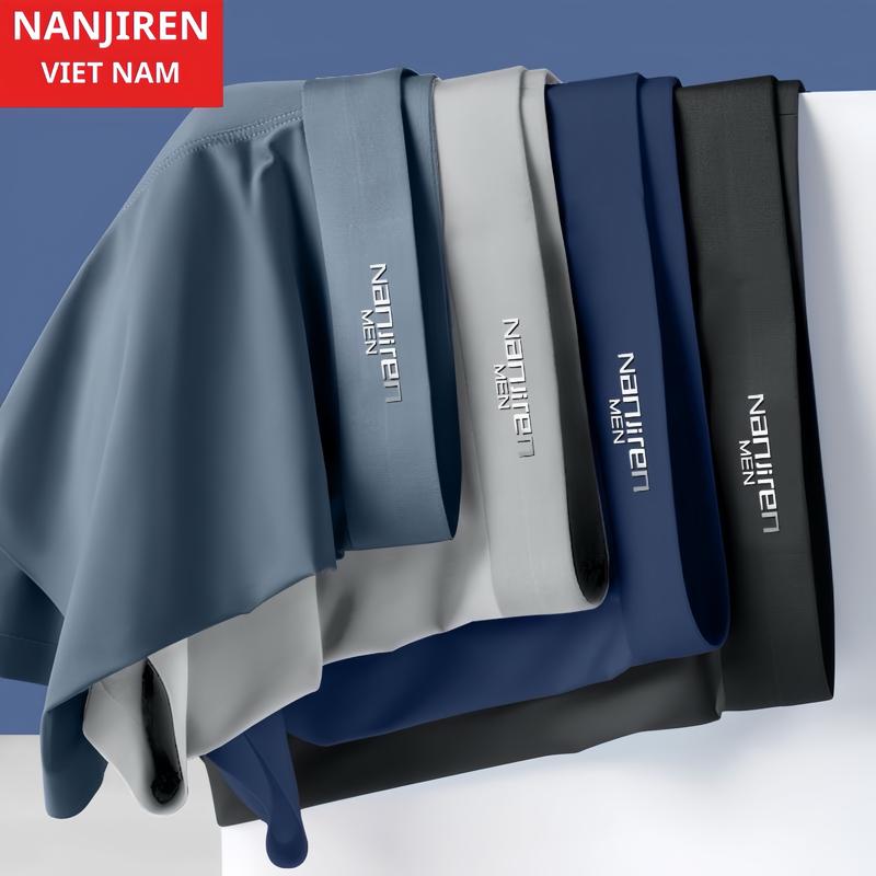 Hộp 4 Quần Sịp Nam Boxer Nanjiren Vải Thun Lạnh Cao Cấp Kháng Khuẩn Khử Mùi (Che tên sản phẩm) Quần Boxer Quần Lót Menswear (phom nhỏ)
