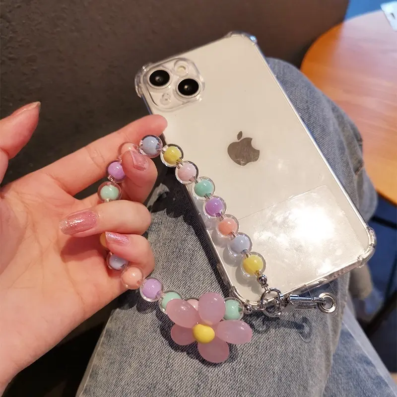 Lanyard Tali Gantungan Gelang Strap HP Phone Charm Handphone Device Kamera Handmade Macaron Candy Lanyard Full Warna Korean Style Black Pink Estetik Bracelet Beads Butterfly Smile Pearls Mutiara Ribbon Pita Flower Bunga Heart Hati Choco Karakter 7