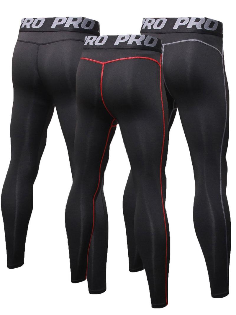 Product Introduction of Men's Letter Tape Thermal Leggings, Casual Comfy Breathable Compression Skinny Pants for Daily Wear, Men's Thermal Underwear for Spring & Fall 2