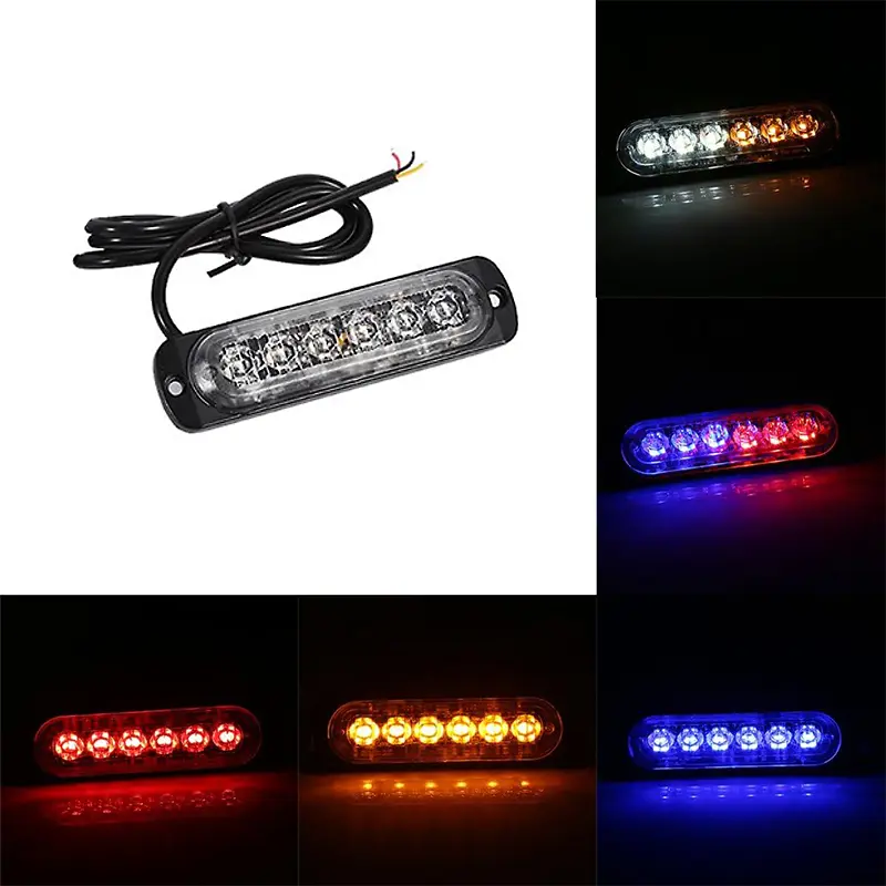 1PCS 6LED Car Led Strobe Warning Light Flashing Breakdown Emergency Beacon Lamp Flash LED Car Side Light 12V-24V