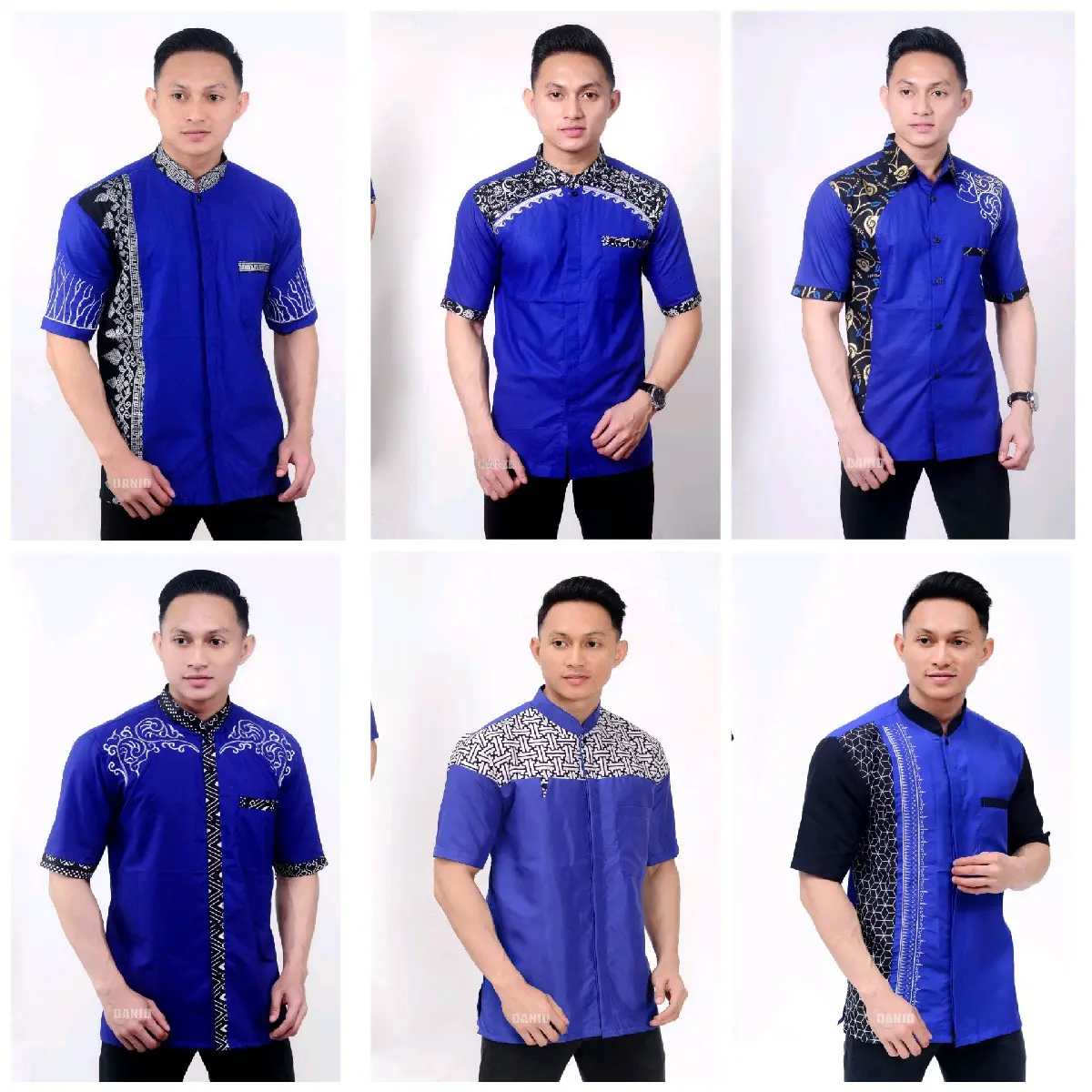 HEM KOKO PRIA KATUN BORDIR LENGAN PENDEK KEKINIAN WARNA Baju BIRU BCA formal muslim dewasa  muda kurta