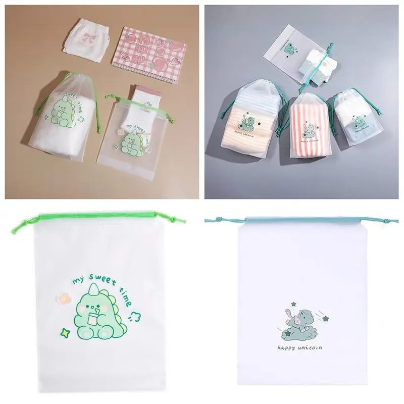 Túi Đựng Giày Khủng Long Hoạt Hình, Bền, Trong Suốt Lì Chống Bụi, Túi Gói Du Lịch, Không Thấm Nước, Túi Treo, Túi Dây Rút, Thích Hợp Cho Du Lịch Ngoài Trời Và Chuyến Đi Công Tác 0