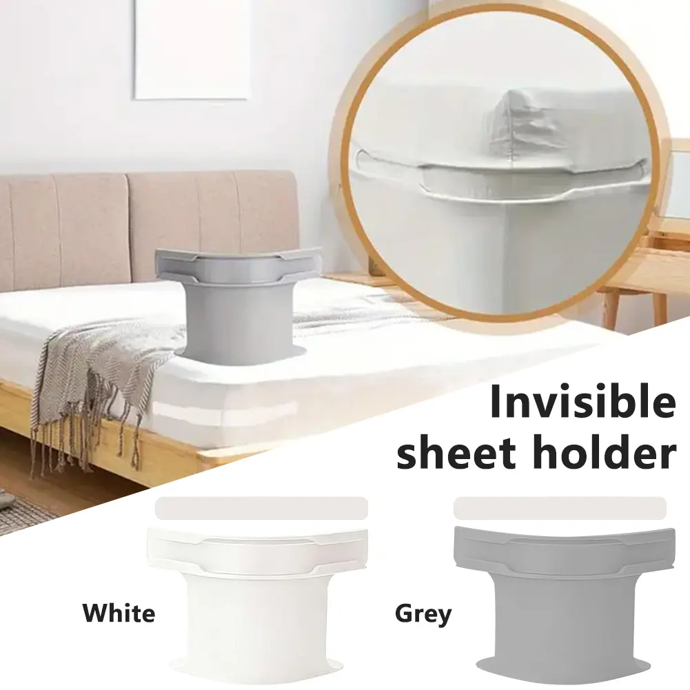 Penjepit Sprei Transparan Anti Geser 4 Pcs - Klip Ujung Sprei Kuat untuk Kasur Tipis dan Tebal Memory Foam, Tahan Lama, Fleksibel, Tampilan Estetis Tanpa Bekas
