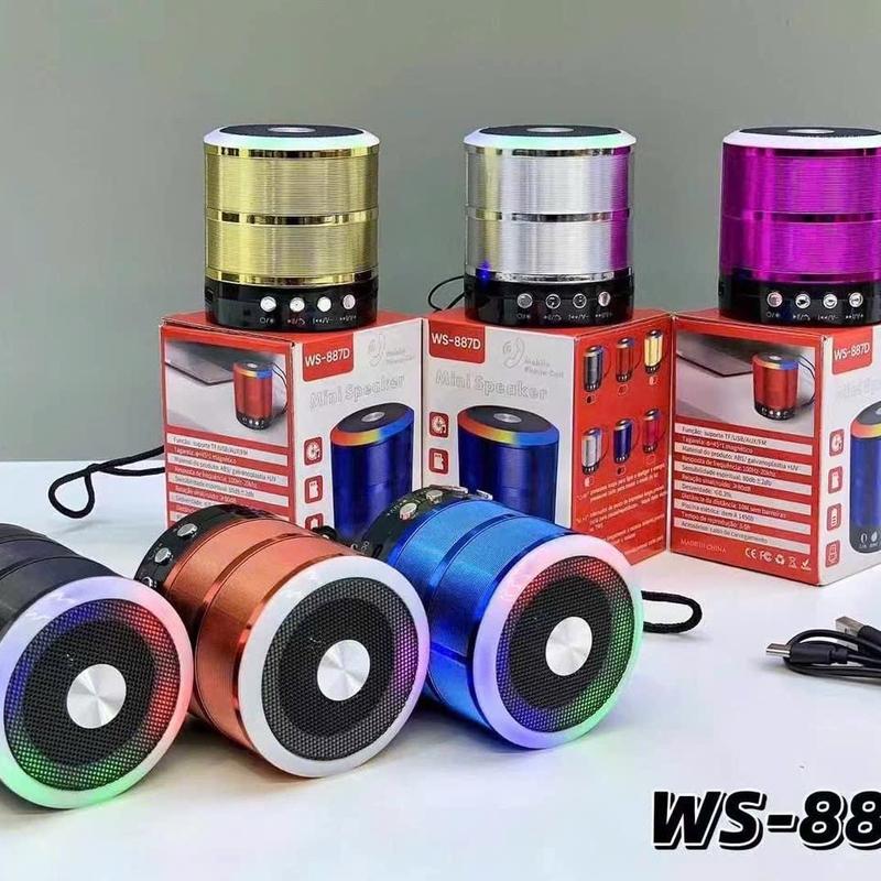 Loa Mini Bluetooth WS-887D có đèn led Loa không dây nhiều màu có hỗ trợ thẻ nhớ âm thanh và tiện lợi di động nhỏ gọn Củ Loa Nghe Nhạc
