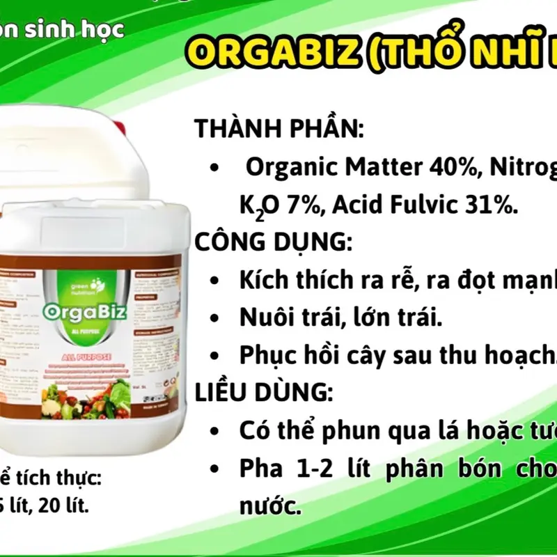 Orgabiz - Phân bón hữu cơ cao cấp nhập khẩu nguyên can từ Thổ Nhỹ Kỳ 1