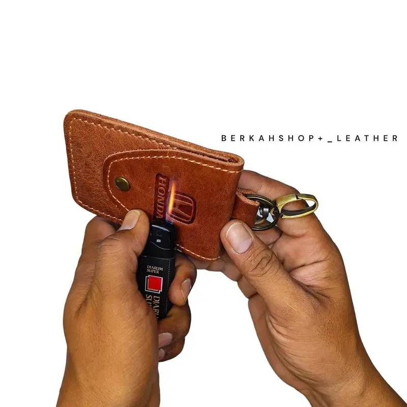 Dompet kunci kantong gantungan STNK Bahan Kulit Sapi Asli Aksesoris Car Simple 4