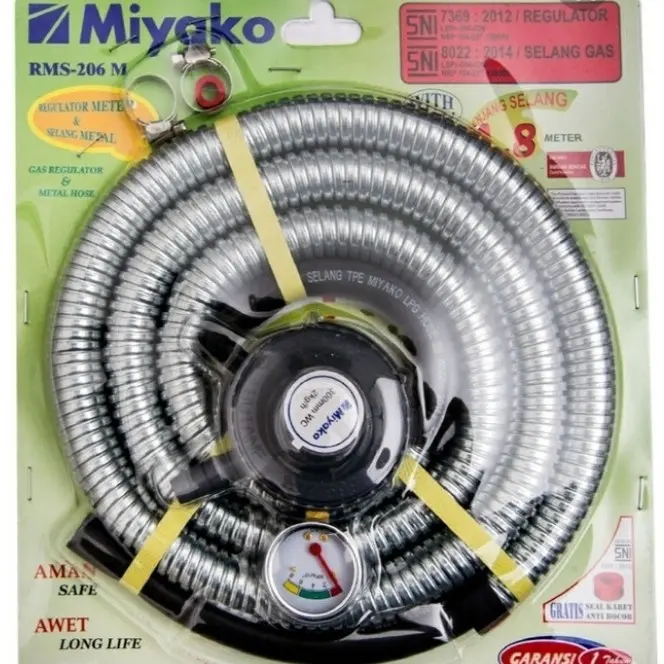 Selang dan Regulator RMS206M Kompor Gas LPG Miyako RMS-206 M RMS 206M Regulator Set Tekanan Rendah Elpiji / LOW PRESSURE REGULATOR SET / LOW PRESS REGULATOR SET MIYAKO RMS 206 SNI ORIGINAL Termurah Surabaya 2