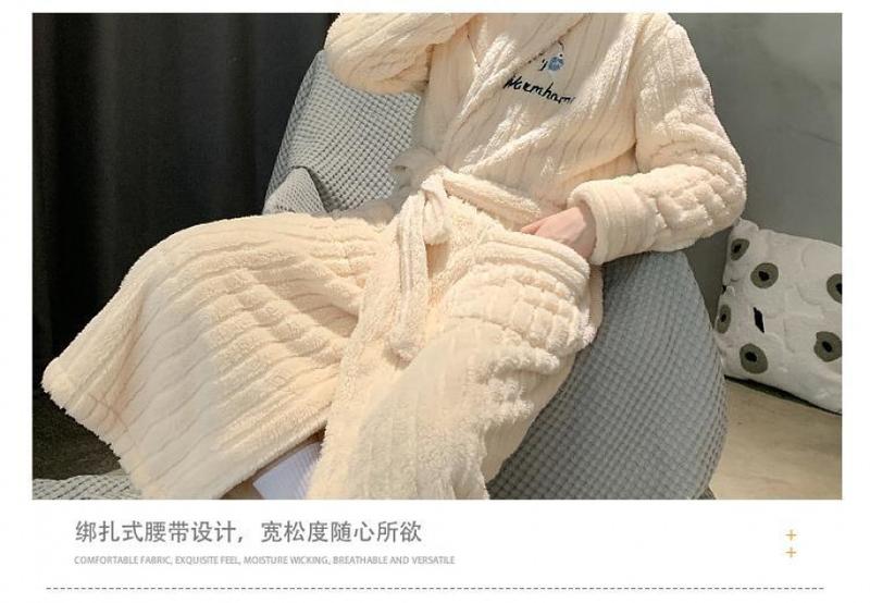 Product Introduction of Áo Choàng Ngủ Dài, Dành Cho Nam Giới, Chất Liệu Lông Cừu San Hô, Thích Hợp Cho Mùa Thu Và Mùa Đông, Đồ Ngủ Trẻ Trung, Đồ Ngủ, Chất Liệu vải nỉ Dày Dặn, Đồ Mặc Nhà Menswear Có Cổ 10
