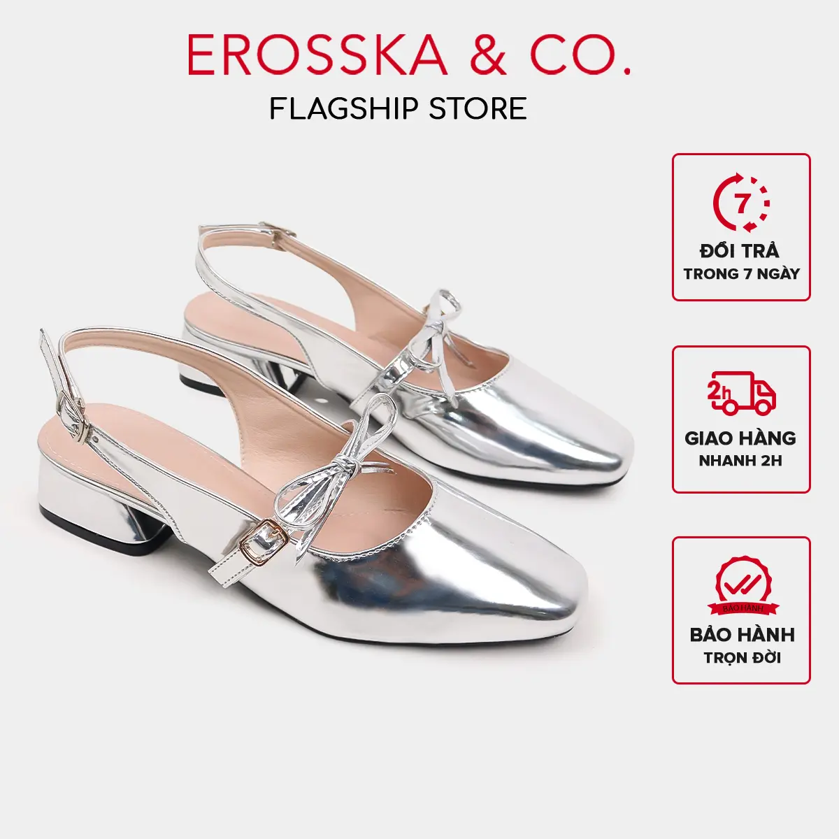 EROSSKA  - Giày cao gót bít mũi quai nơ kiểu marry jane thời trang cao 4cm - EL037