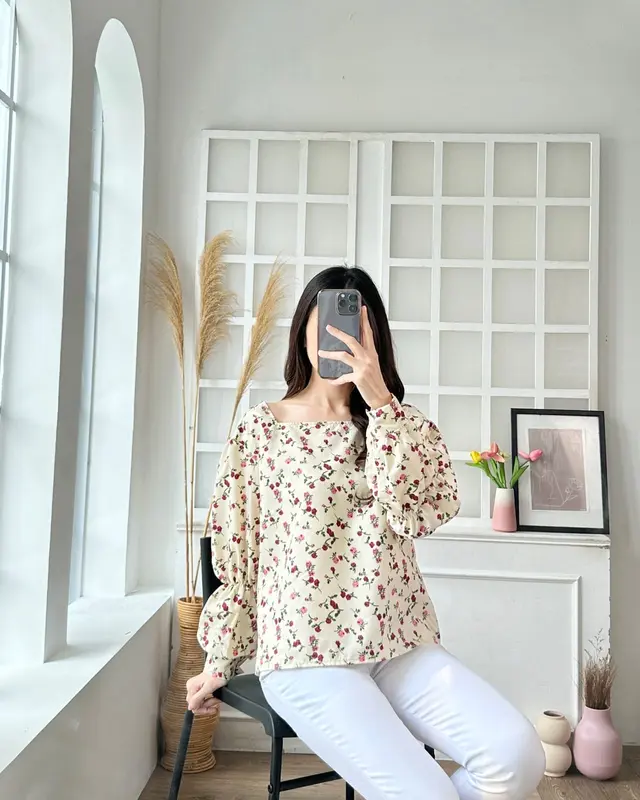 Ear Fashion - Stevani Margarita Blouse Flora Premium / Atasan Wanita Lembut Motif Variasi 3
