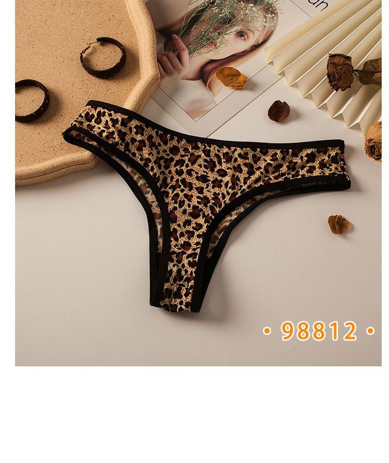Product Introduction of Sexy Lace Seamless Underwear Temptation Hot T-Back Crotch Pure Cotton Low Waist High-Grade Leopard Print Thin T-Shaped Underwear Ladies 21