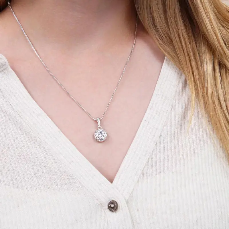 Vòng Cổ Đá Moissanite, Thiết Kế Mặt Tròn, Thời Trang Trẻ Trung Và Hiện Đại, Chất Liệu S925
