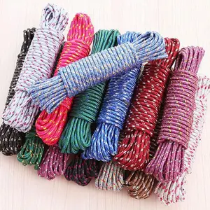 Tali Nylon Nilon Jemuran 10 Meter Tali Gantung Travel Tambang Bahan kemah Camping Pramuka Outdoor Pohon Tiang Bendera Mainan Anak serbaguna Alat Ikat Barang 10M 10Meter Metalik HDPE Paracord Laundry Drying Clothes Rope Diameter 7mm