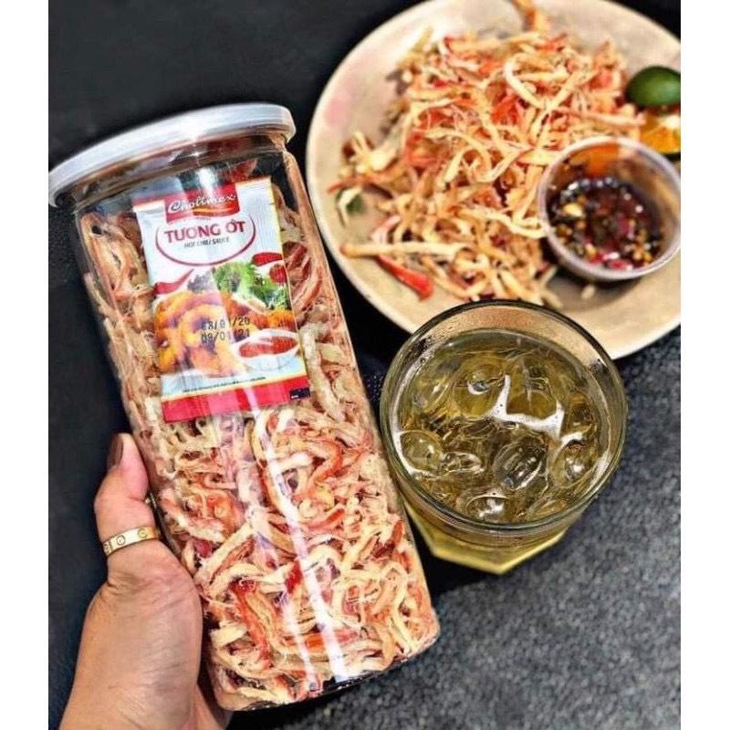 Mực Hấp Nước Dừa Xé Sợi  1 Lon 250.gram - Ăn vặt Food