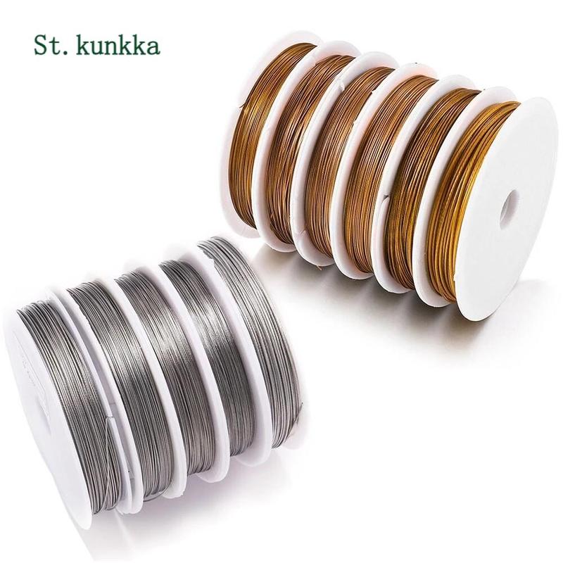 St.kunkka - Dây thép không gỉ 1 cuộn lô 0.3 0.45 0.5 0,6mm chịu lực đường mạnh mẽ dây cườm đuôi hổ để làm đồ trang sức tìm kiếm