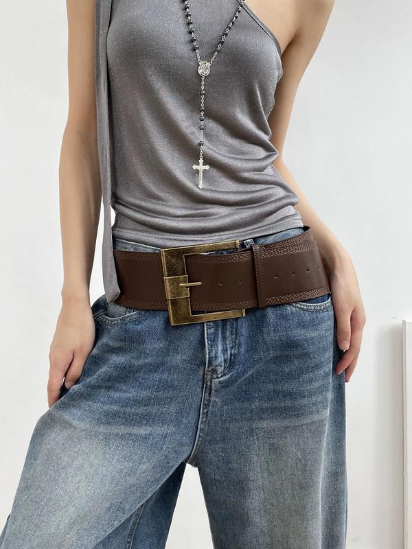 Women's Vintage Western Belt, Fashionable PU Leather Belt for Women & Girls, Casual Waistband for Jeans Trousers, Trendy All-match & Exquisite Belt for Birthday Gift 3