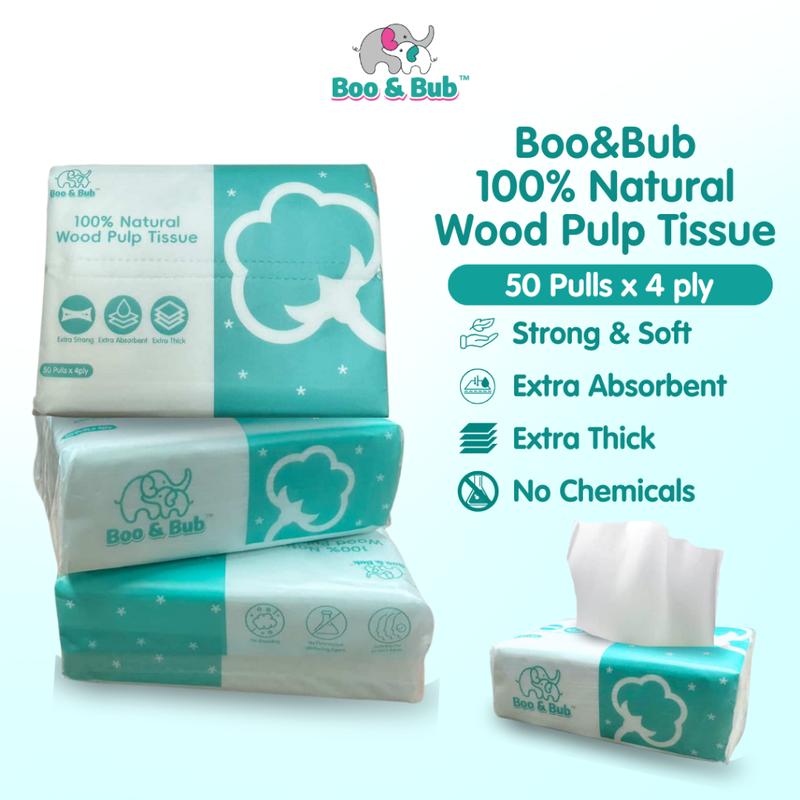 Boo&Bub 100% Natural Wood Pulp Tissue 4ply 50 pulls Tissue 200 - TikTok ...
